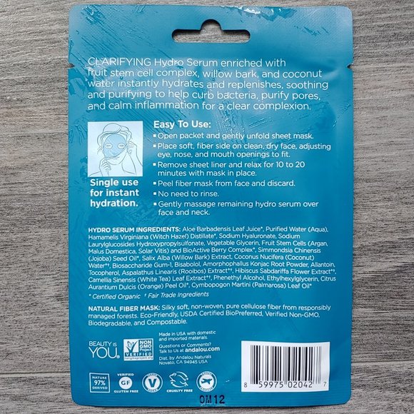 Andalou Naturals Instant Pure Pore Facial Sheet Mask (set of 6) - Picture 5 of 7